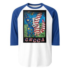 Patriotic 3/4 sleeve raglan shirt